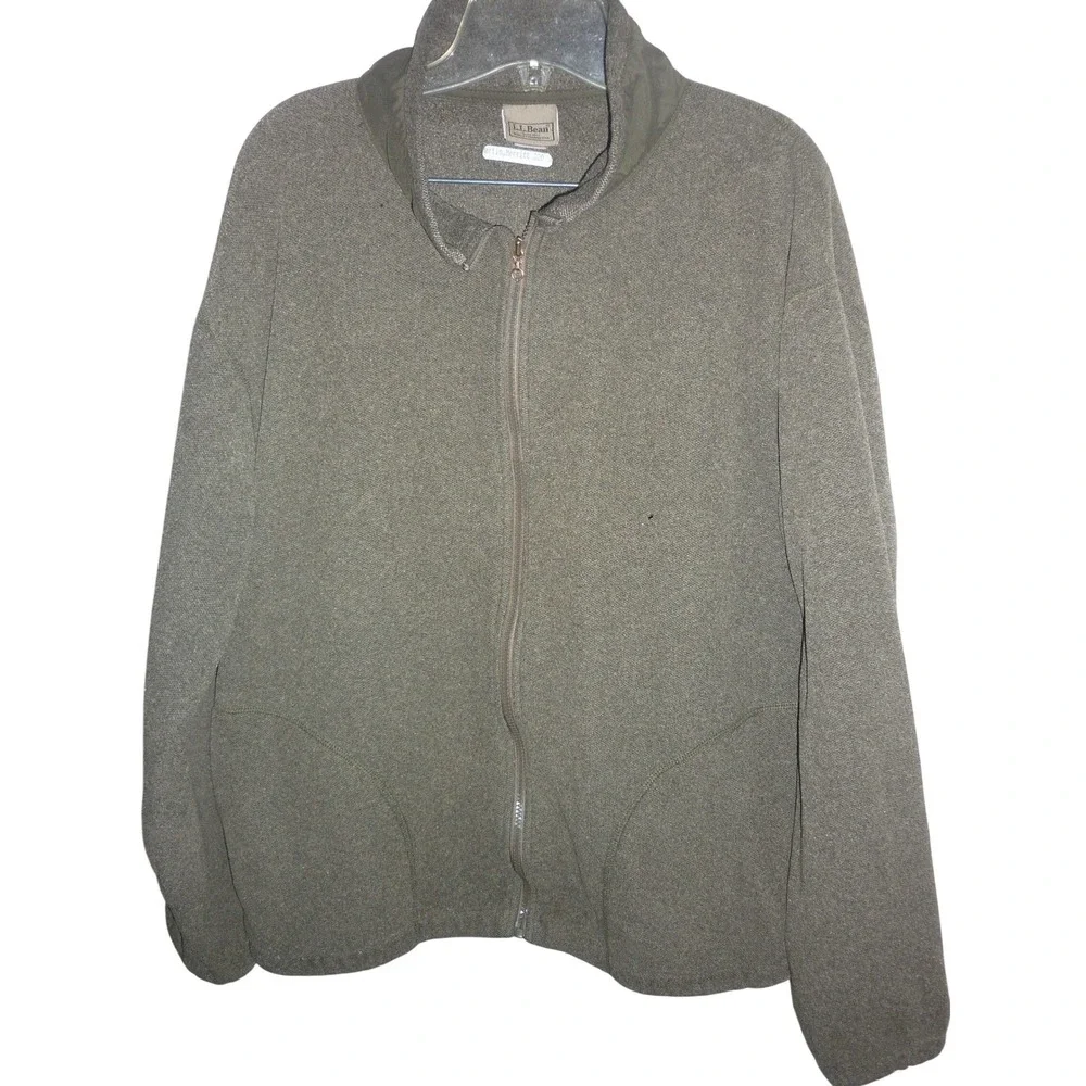 LL Bean‎ Fleece Jacket Full Zip Olive Green Men's Size Large L